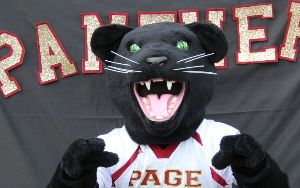  Panther Mascot posing for camera.